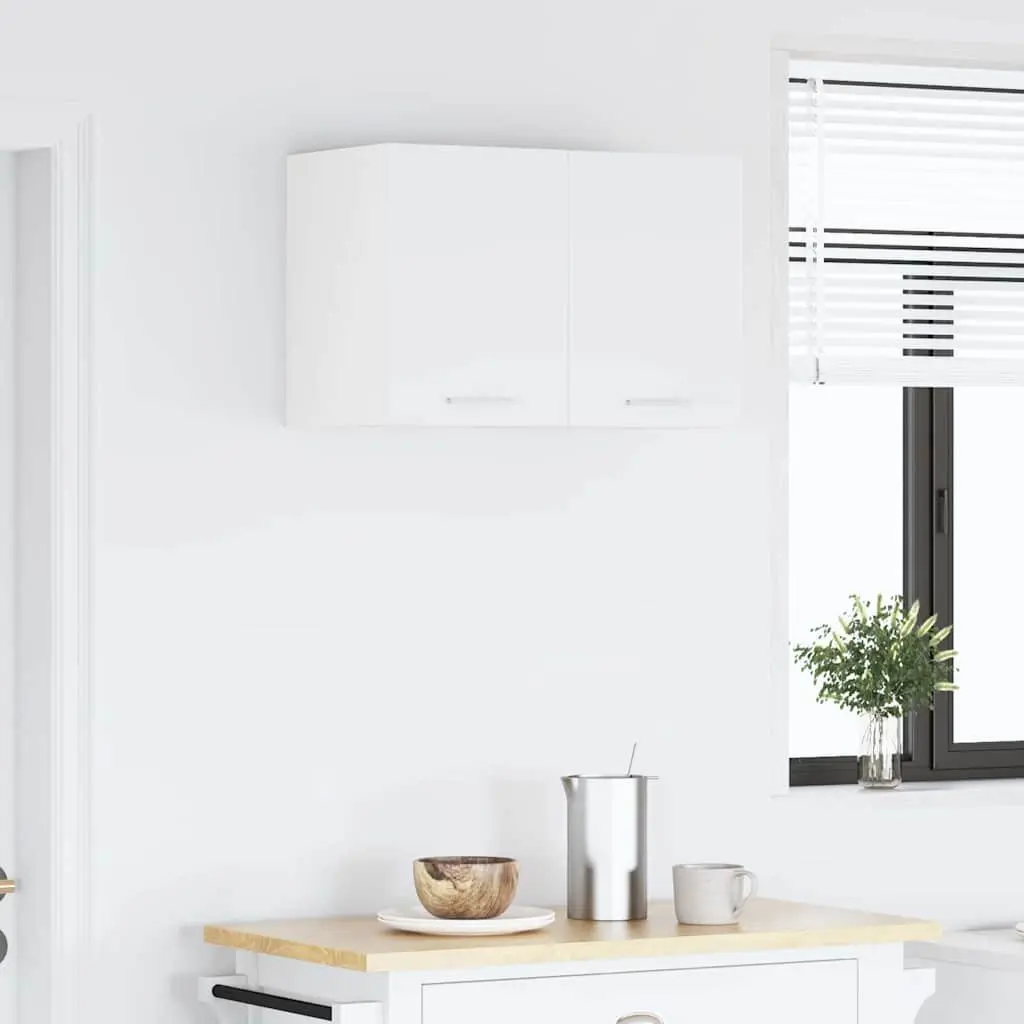 Hanging Kitchen Cabinet with Door White Modern Storage Engineered Wood
