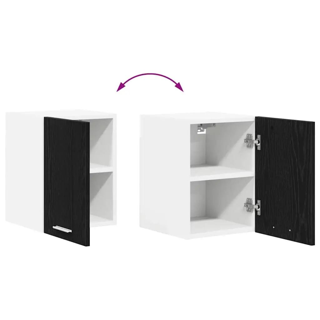 Hanging Kitchen Cabinet Modern Black Oak White 30x31x40cm