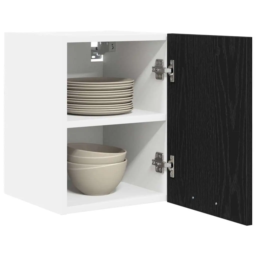 Hanging Kitchen Cabinet Modern Black Oak White 30x31x40cm