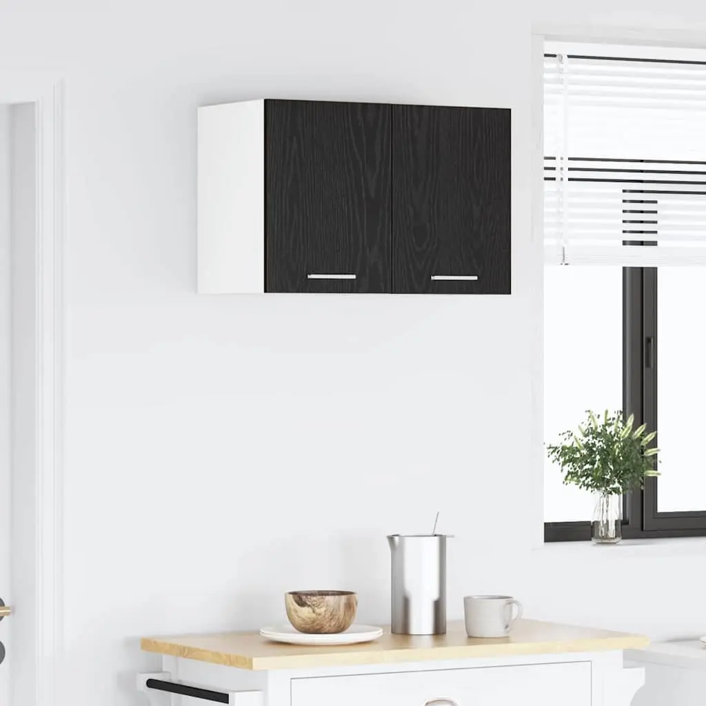 Hanging Kitchen Cabinet Modern Black Oak White 30x31x40cm