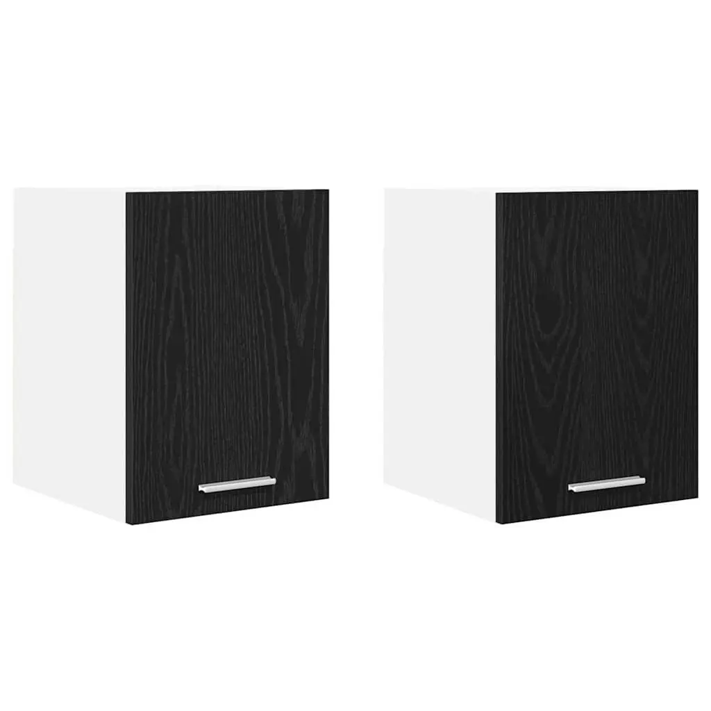 Hanging Kitchen Cabinet Modern Storage Black Oak White 30x31x40cm 2 Piece