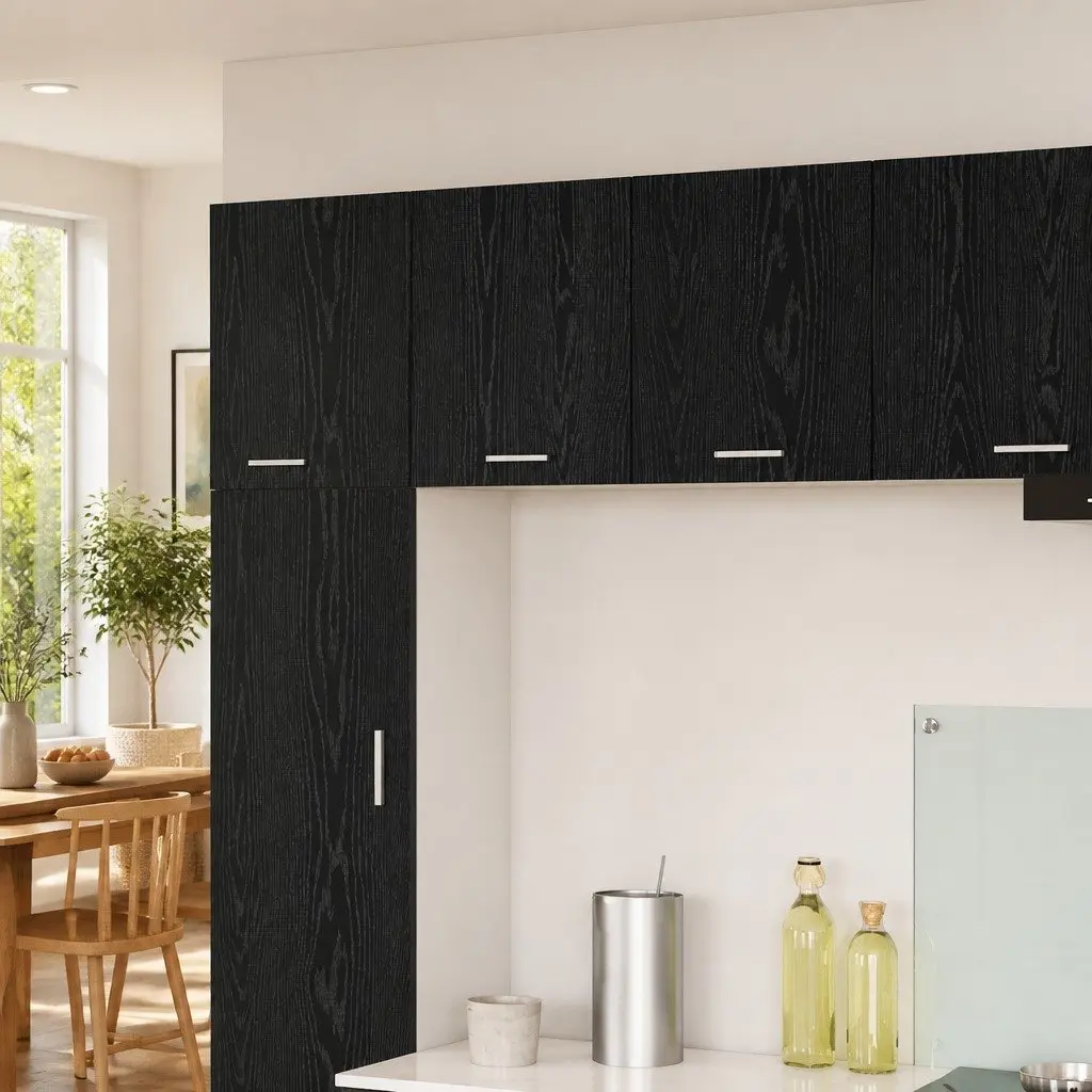 Hanging Kitchen Cabinet Modern Black Oak White 40x31x40cm
