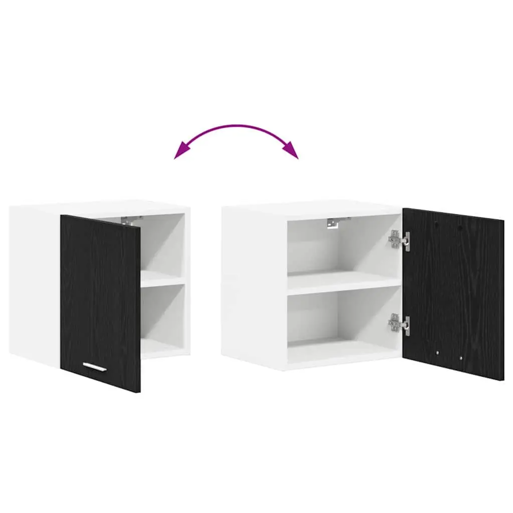 Hanging Kitchen Cabinet Modern Black Oak White 40x31x40cm