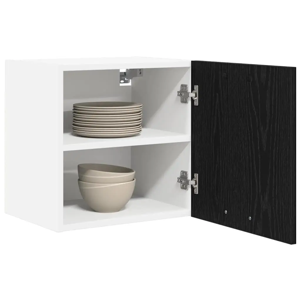 Hanging Kitchen Cabinet Modern Black Oak White 40x31x40cm