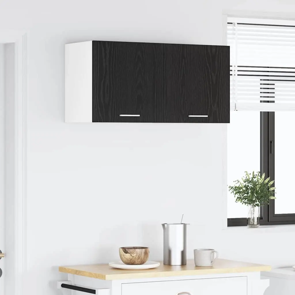 Hanging Kitchen Cabinet Modern Black Oak White 40x31x40cm