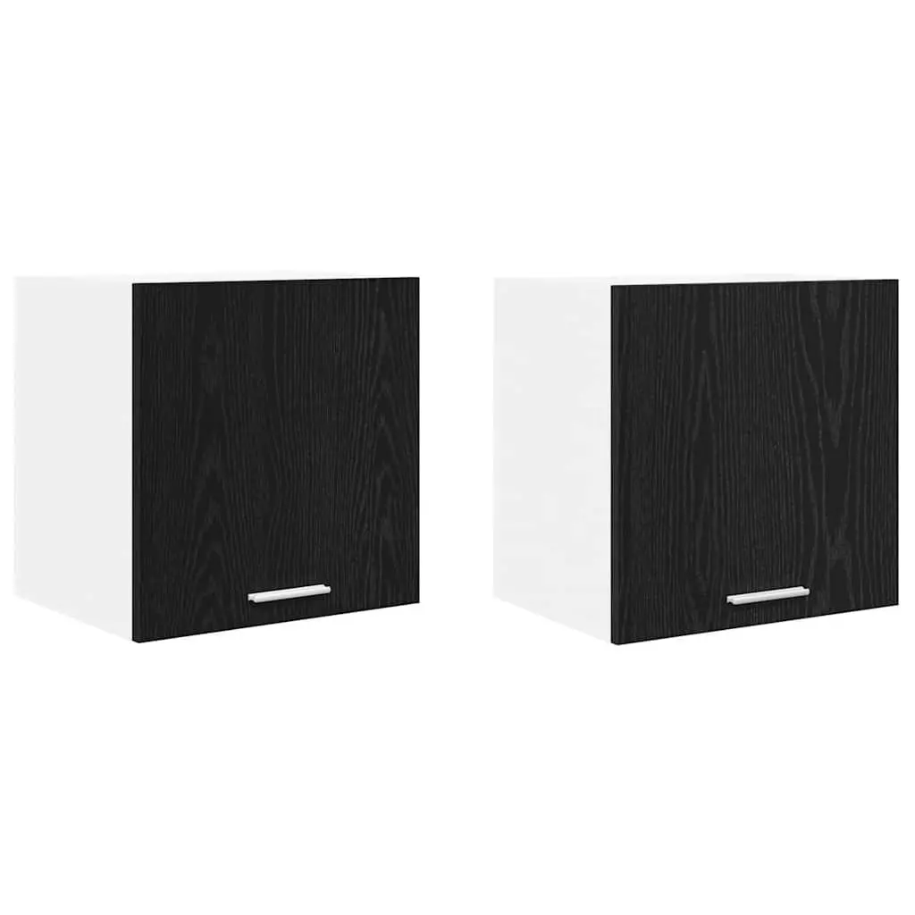 Kitchen Hanging Cabinet 2 pcs Black Oak White Modern Storage Organiser