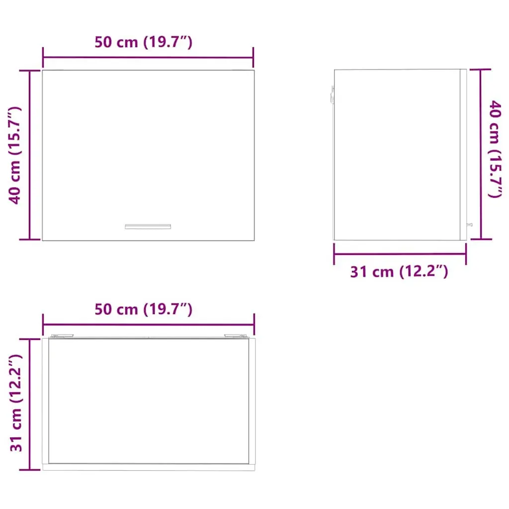 Hanging Kitchen Cabinet with Door White Engineered Wood 50 x 31 x 40 cm