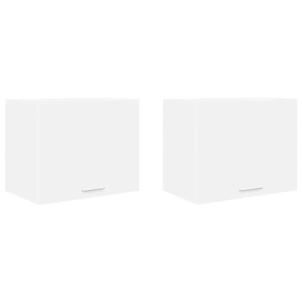 Hanging Kitchen Cabinet Modern White Engineered Wood Wall Mount 2 Pieces