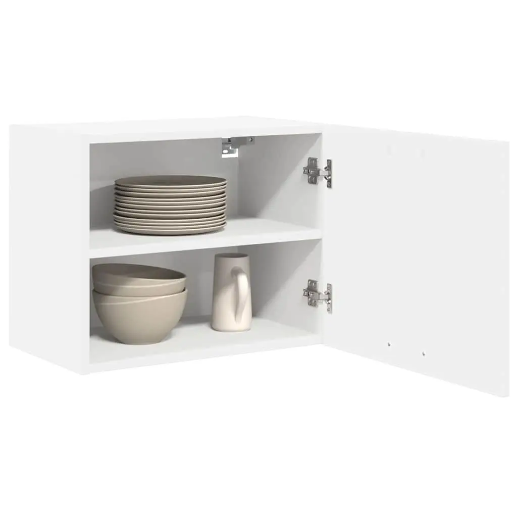 Hanging Kitchen Cabinet Modern White Engineered Wood Wall Mount 2 Pieces