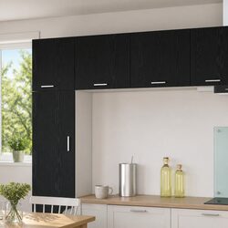 Friendly Hanging Kitchen Cabinet with Door - Black Oak and White