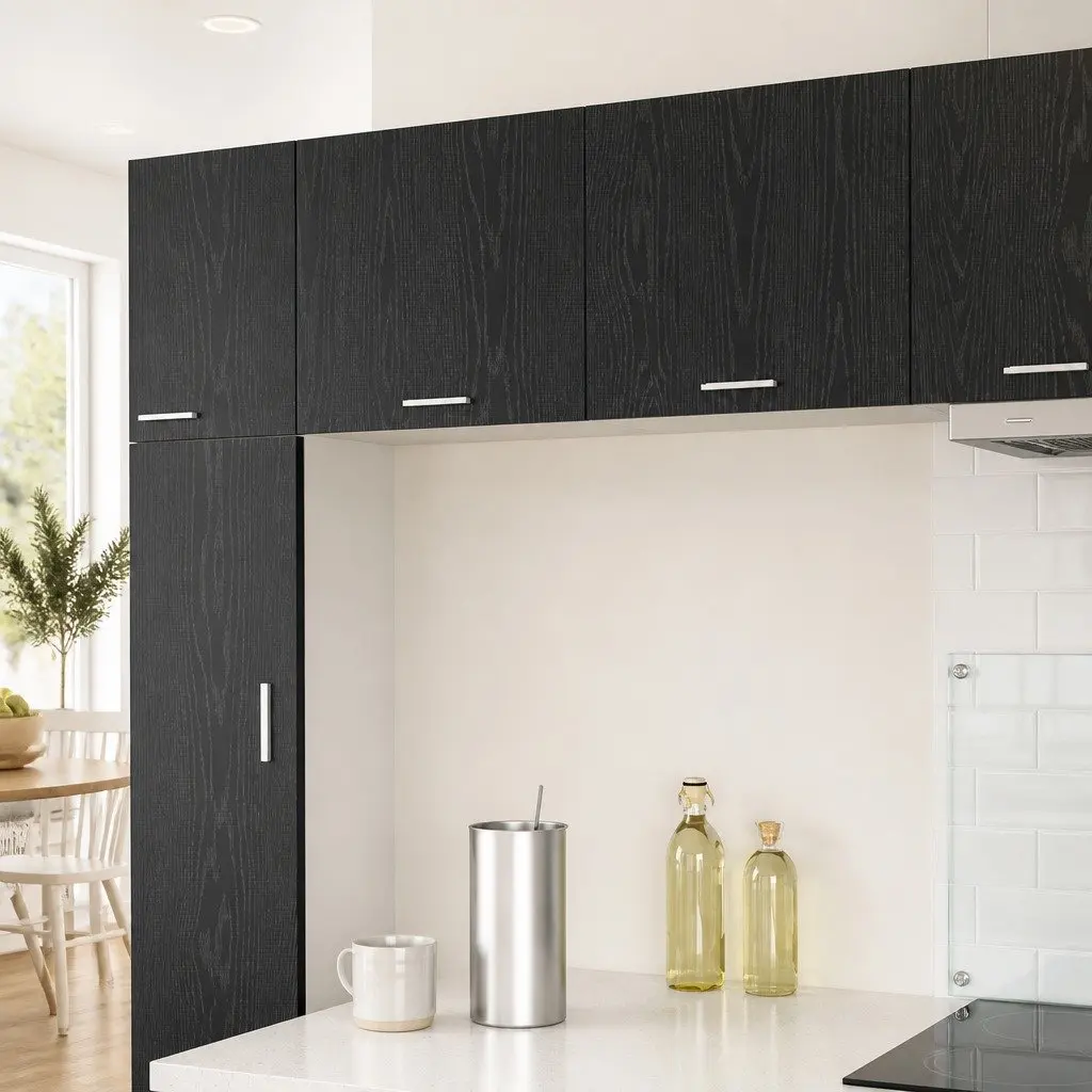 Hanging Kitchen Cabinet Modern Black Oak White 50x31x40cm 2 Piece