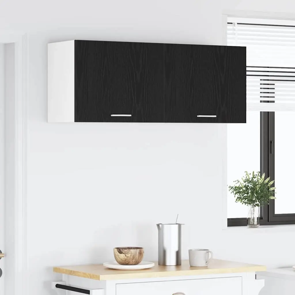 Hanging Kitchen Cabinet Modern Black Oak White 50x31x40cm 2 Piece