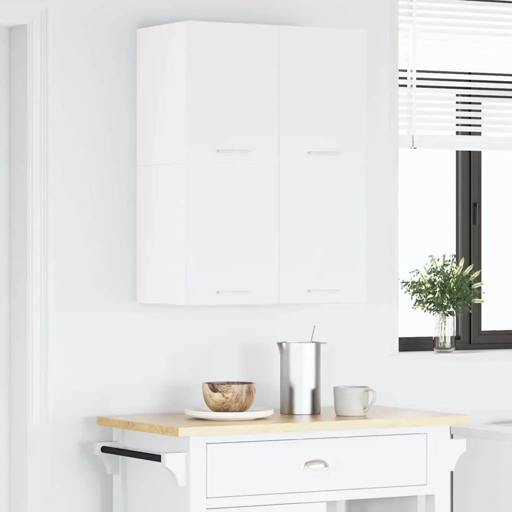 Hanging Kitchen Cabinet Modern White Storage Cupboard 60x31x40cm 2 Piece