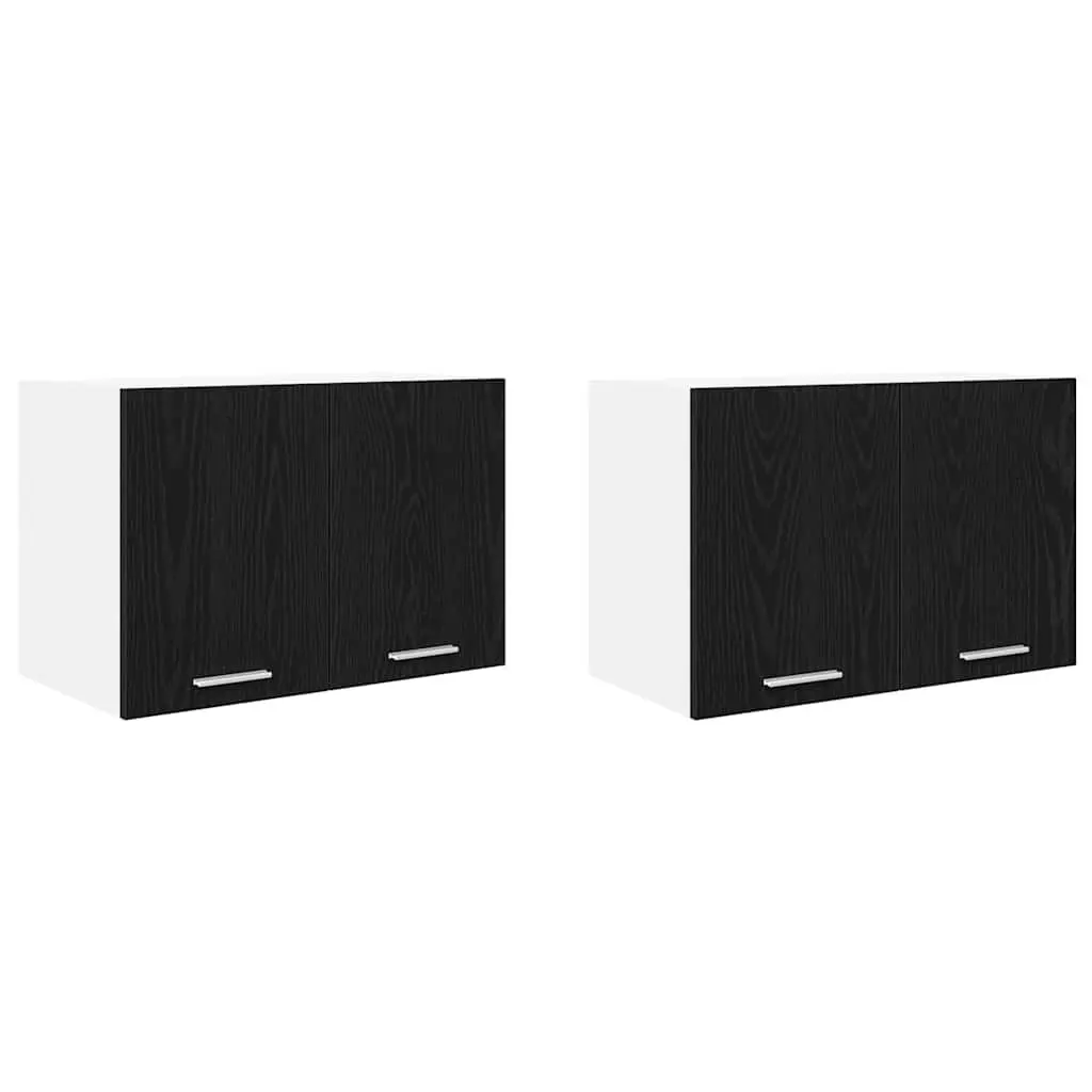 Hanging Kitchen Cabinet Modern Black Oak White 60x31x40 cm