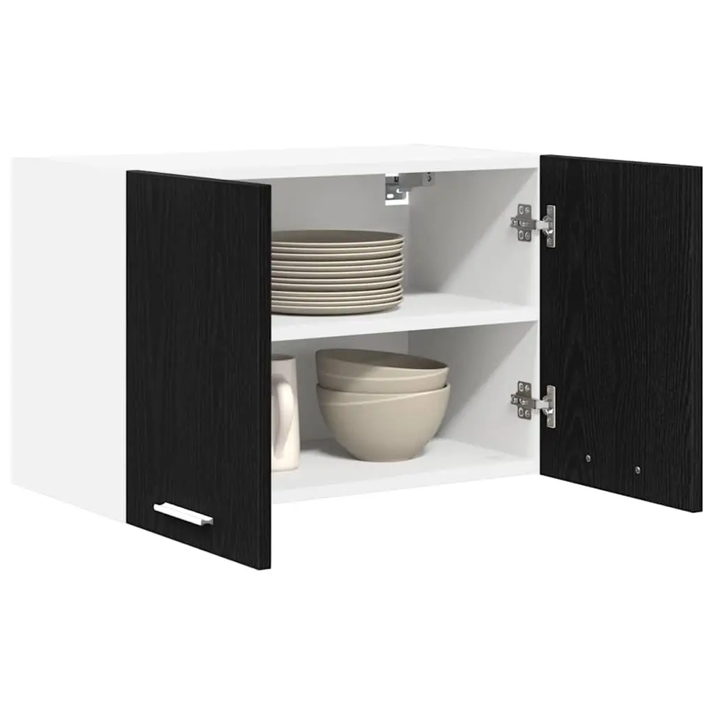 Hanging Kitchen Cabinet Modern Black Oak White 60x31x40 cm