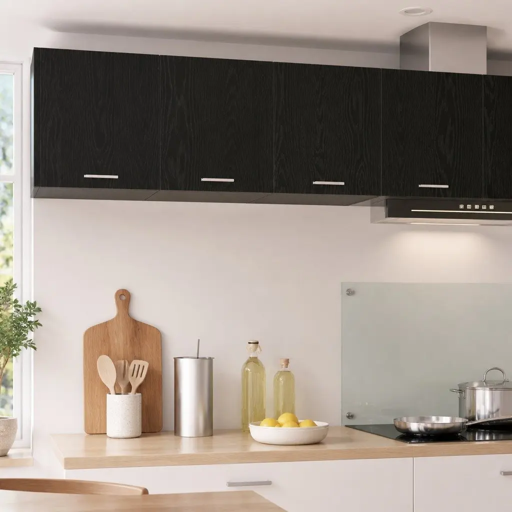 Hanging Kitchen Cabinet Black Oak Modern Storage 80 x 31 x 40 cm Engineered Wood