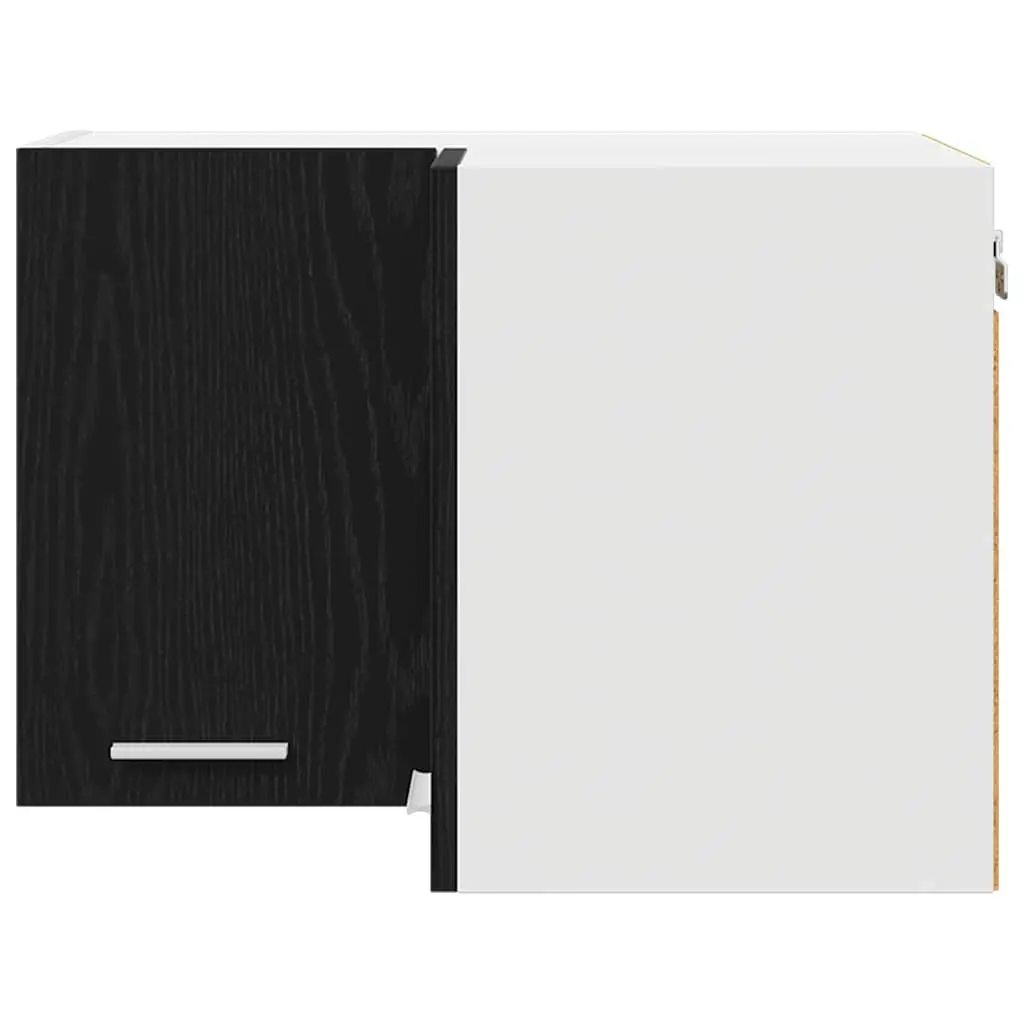 Hanging Kitchen Cabinet Modern Black Oak White Storage 57x57x40cm Wall Mount