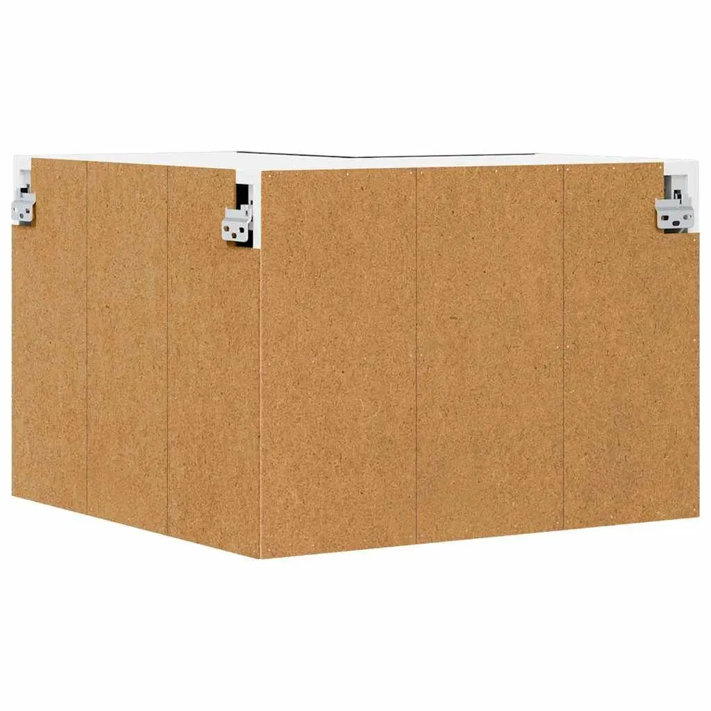 Hanging Kitchen Cabinet Modern Black Oak White Storage 57x57x40cm Wall Mount