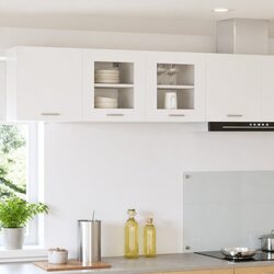 Friendly White Wall Cabinet for Your Kitchen Essentials