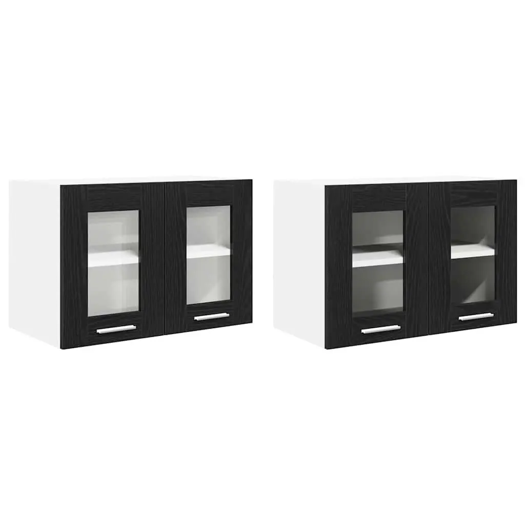 Hanging Cabinets in Black Oak Finish