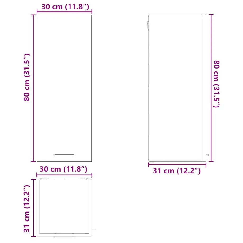 Hanging Kitchen Cabinet White Wall-mounted Storage 30 x 31 x 80 cm