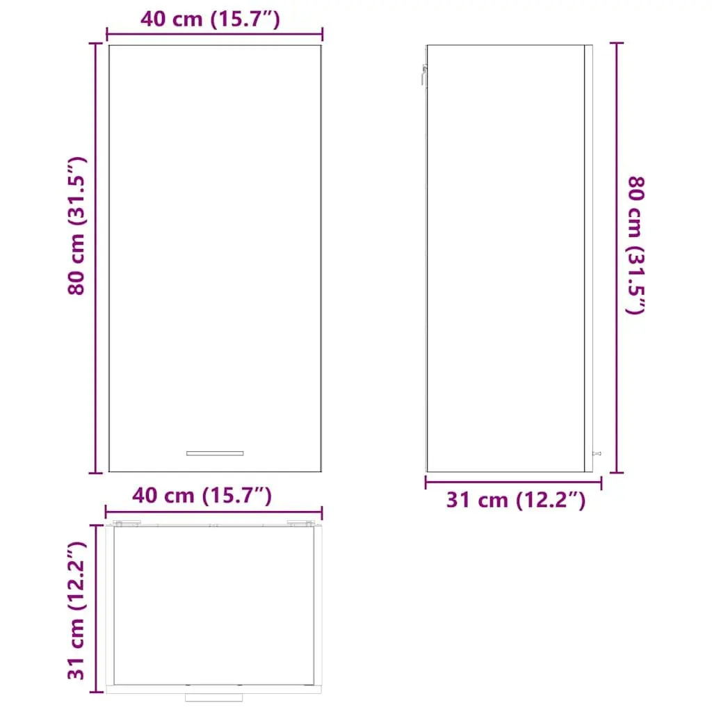 Hanging Kitchen Cabinet White Engineered Wood 40 x 31 x 80 cm