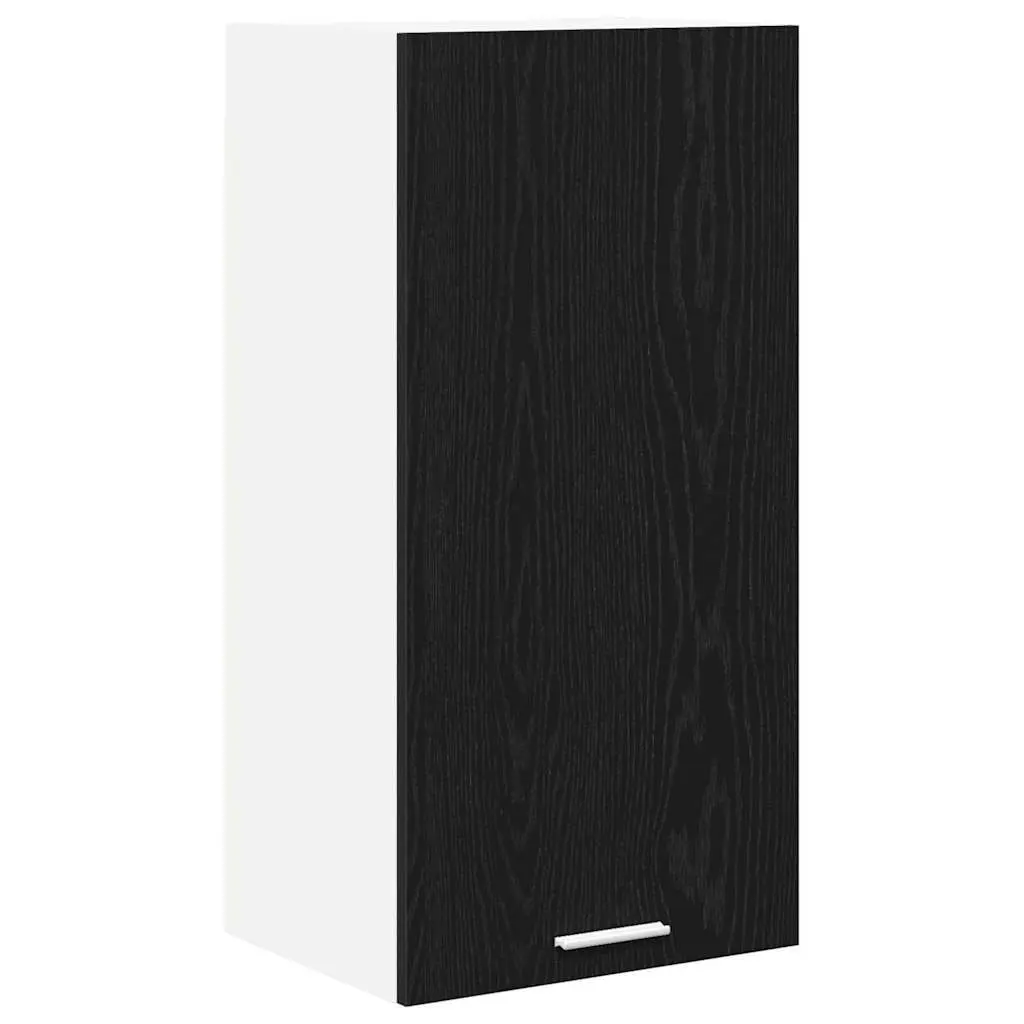 Hanging Kitchen Cabinet Modern Storage Unit Black Oak White 40x31x80cm