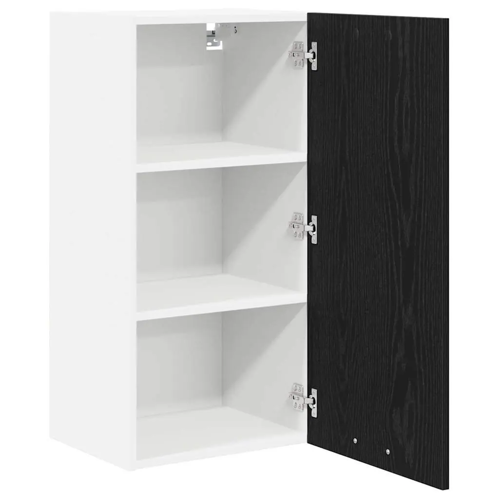 Hanging Kitchen Cabinet Modern Storage Unit Black Oak White 40x31x80cm
