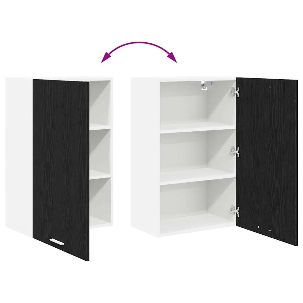 Kitchen Hanging Cabinet with Door Black Oak White Modern Storage 50x31x80cm
