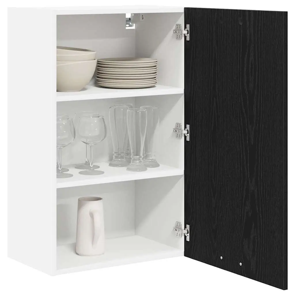 Kitchen Hanging Cabinet with Door Black Oak White Modern Storage 50x31x80cm