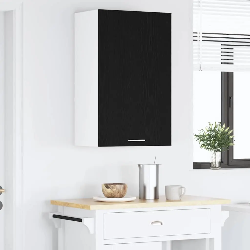 Kitchen Hanging Cabinet with Door Black Oak White Modern Storage 50x31x80cm