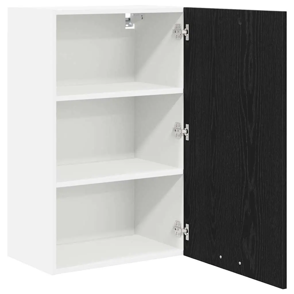 Kitchen Hanging Cabinet with Door Black Oak White Modern Storage 50x31x80cm