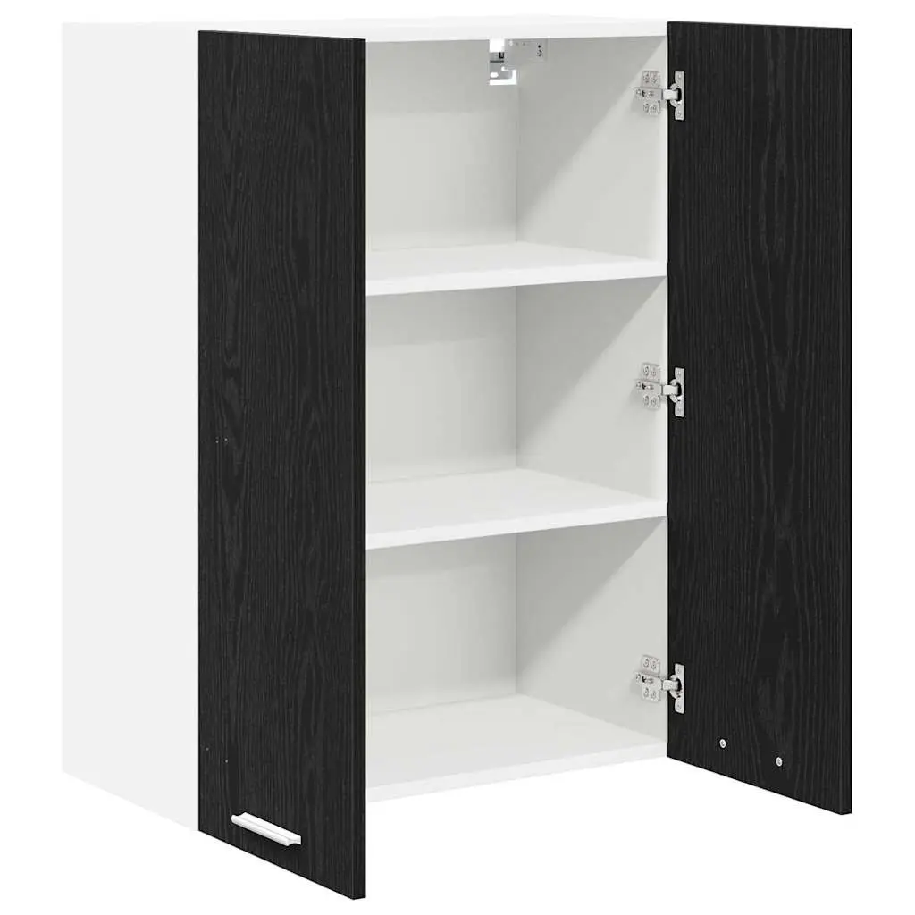 Hanging Kitchen Cabinet Black Oak Modern Storage Cupboard Engineered Wood
