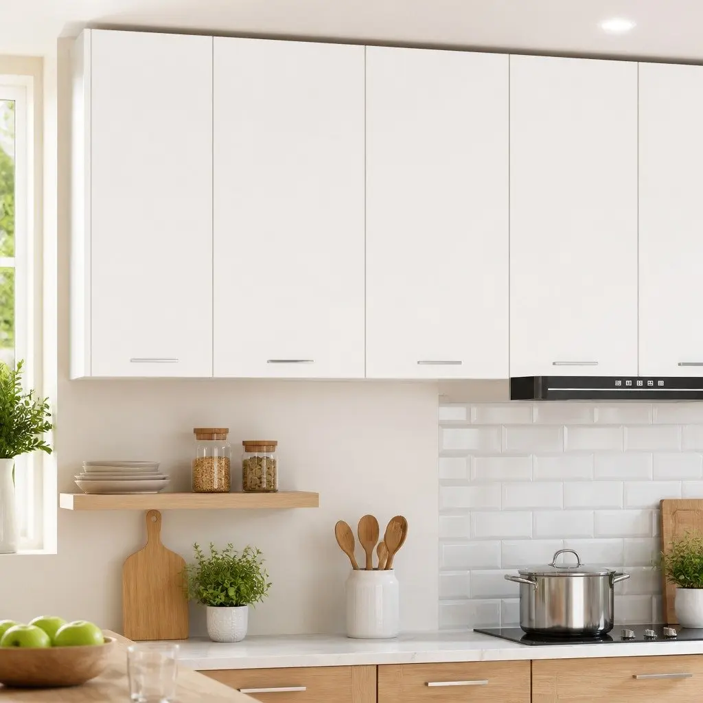 Hanging Kitchen Cabinet with Door White Storage Engineered Wood 80x31x80cm