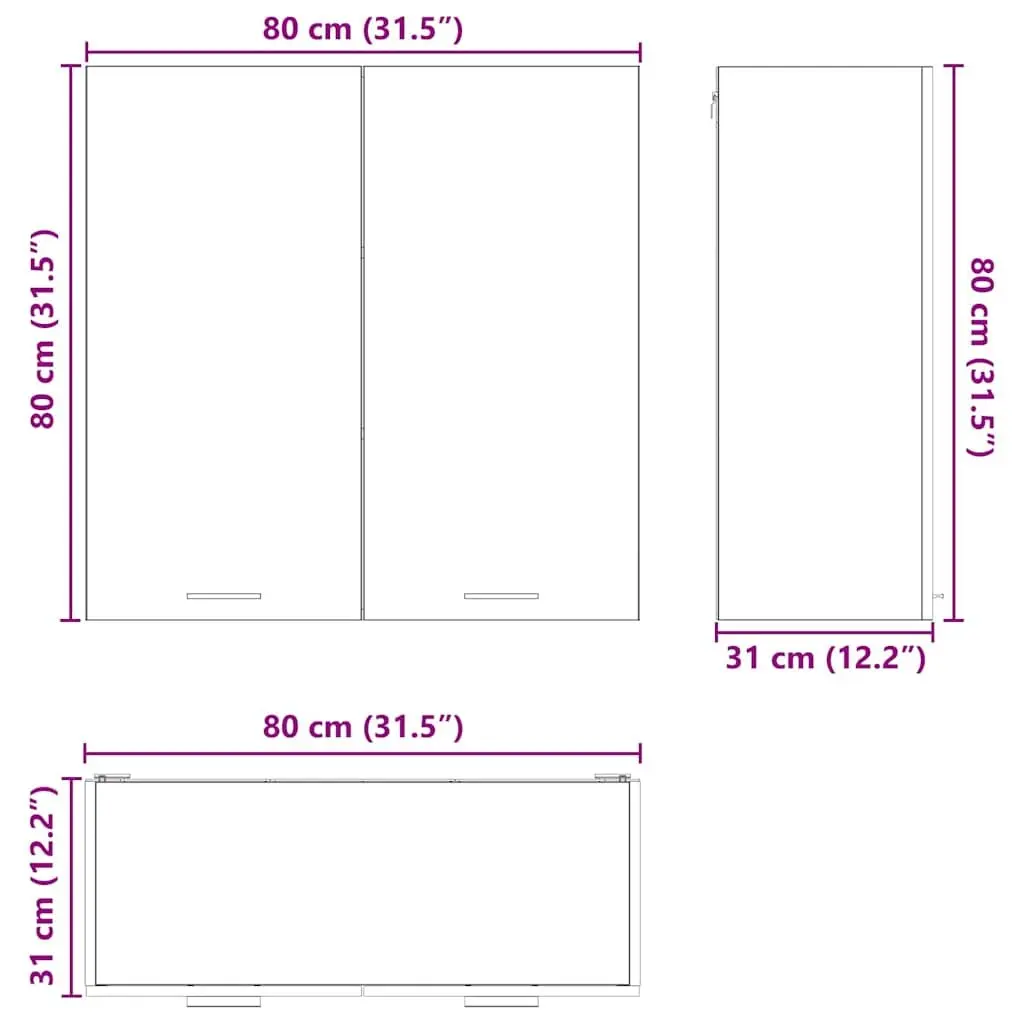 Hanging Kitchen Cabinet Modern Black Oak 80x31x80cm Storage Engineered Wood