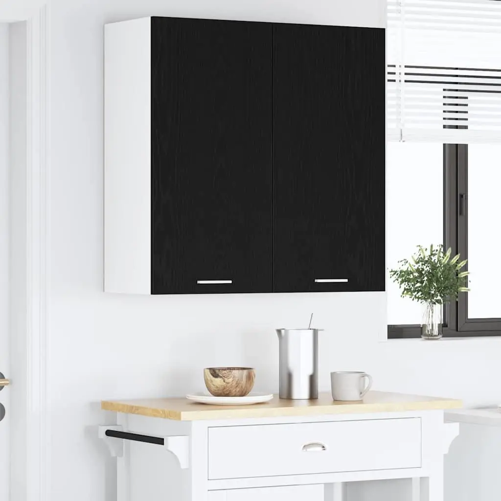 Hanging Kitchen Cabinet Modern Black Oak 80x31x80cm Storage Engineered Wood