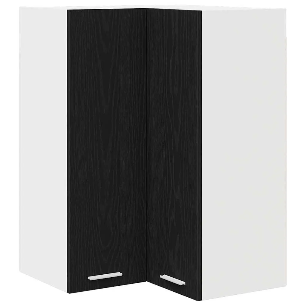Hanging Kitchen Cabinet Modern Black Oak White Wall Mount 57x57x80cm
