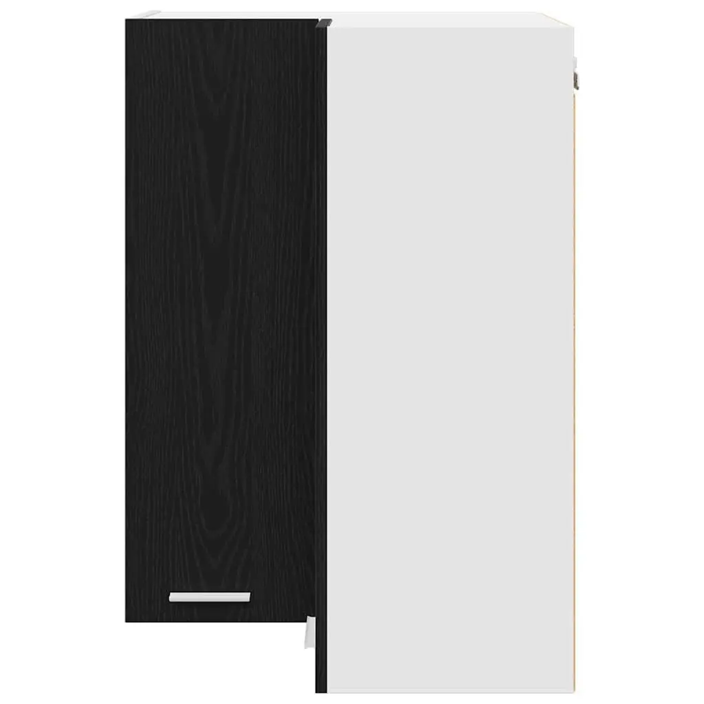 Hanging Kitchen Cabinet Modern Black Oak White Wall Mount 57x57x80cm