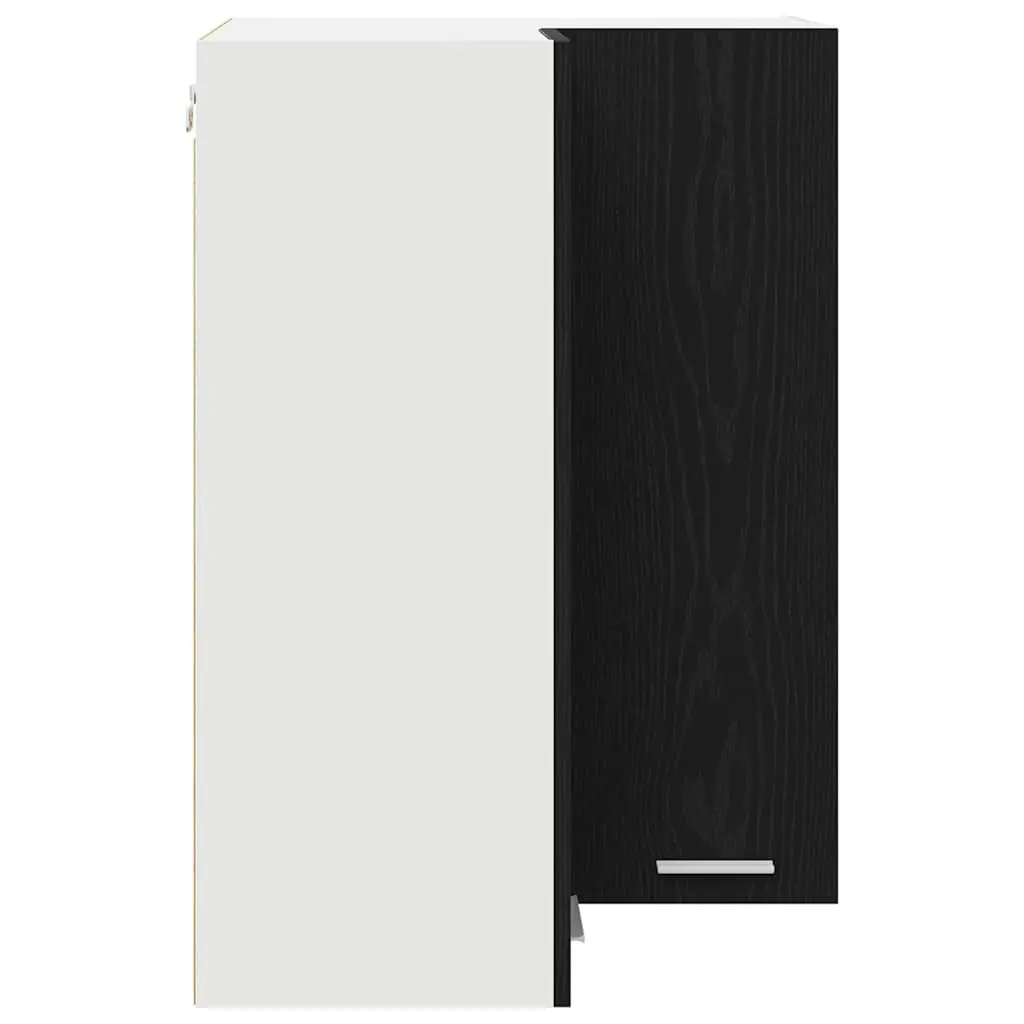 Hanging Kitchen Cabinet Modern Black Oak White Wall Mount 57x57x80cm