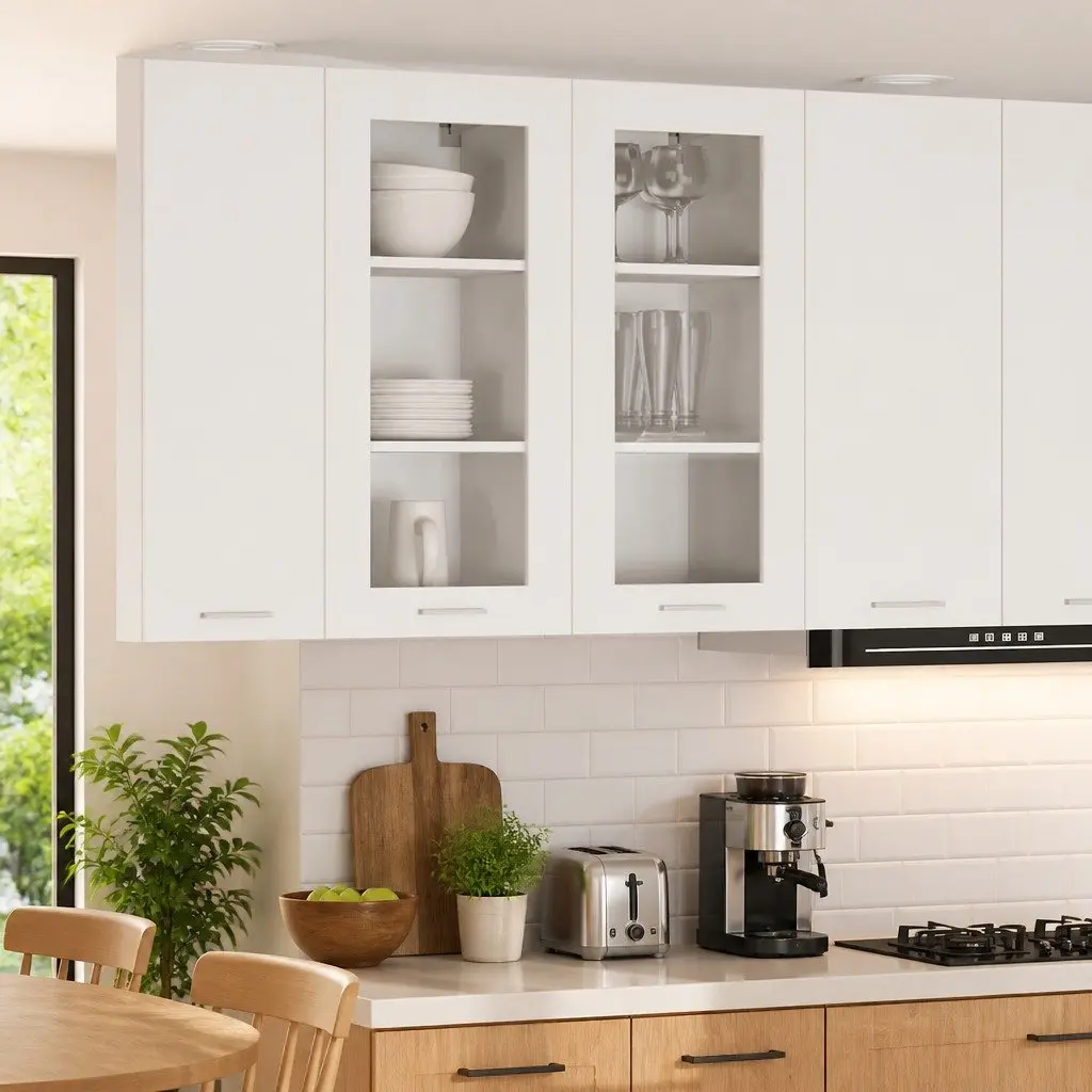 White Hanging Kitchen Cabinets