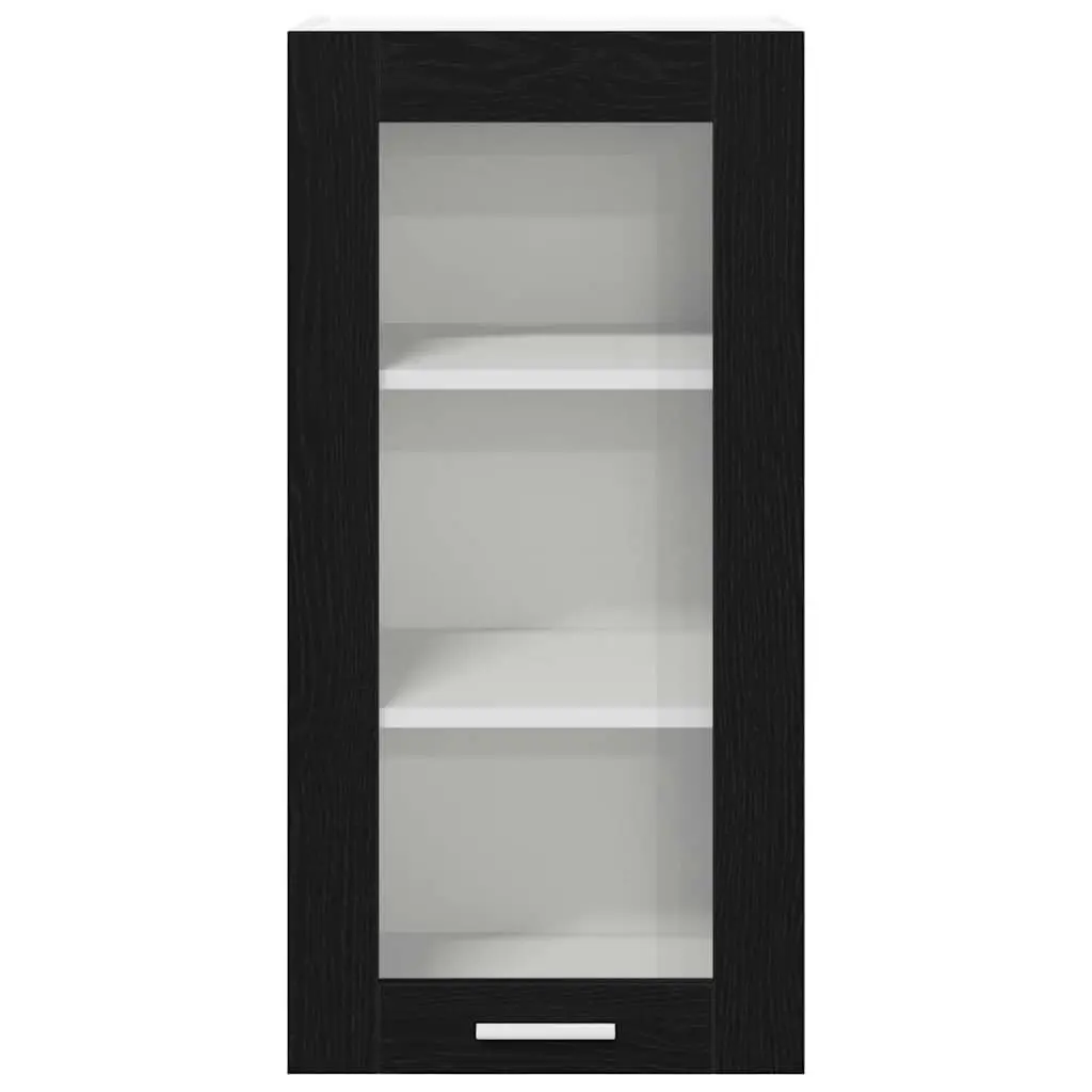 Hanging Kitchen Cabinet Black Oak Engineered Wood Storage Organizer 40x31x80cm