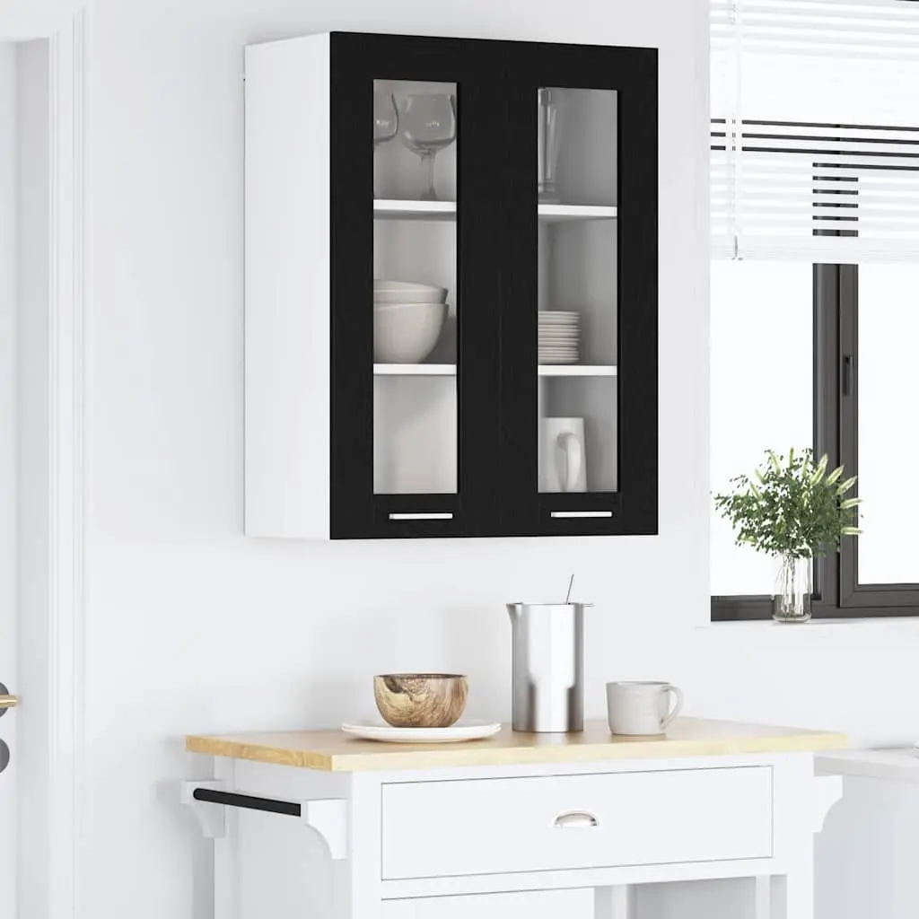 Hanging Kitchen Cabinet Modern Black Oak Engineered Wood 60x31x80cm