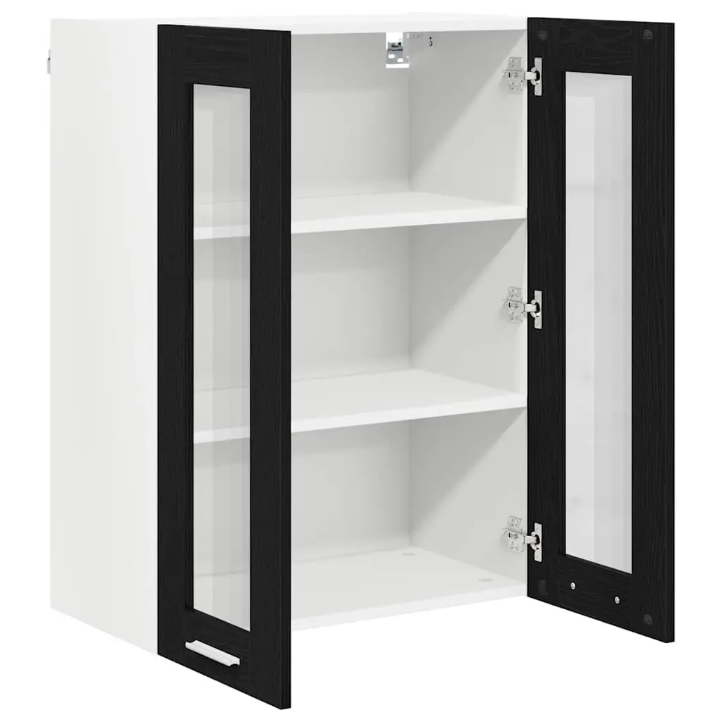 Hanging Kitchen Cabinet Modern Black Oak Engineered Wood 60x31x80cm