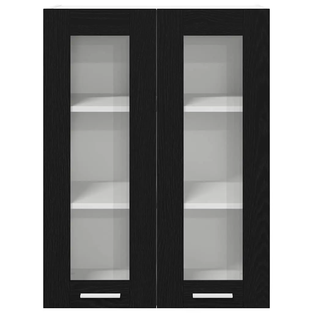 Hanging Kitchen Cabinet Modern Black Oak Engineered Wood 60x31x80cm