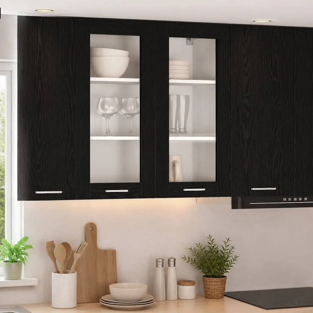 Hanging Kitchen Cabinet Black Oak Engineered Wood 80 x 31 x 80 cm