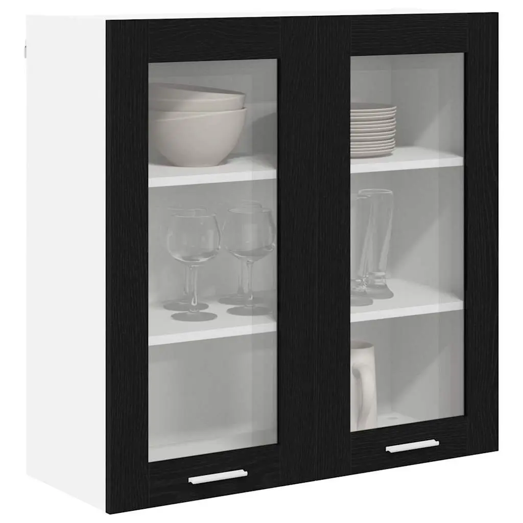 Hanging Kitchen Cabinet Black Oak Engineered Wood 80 x 31 x 80 cm