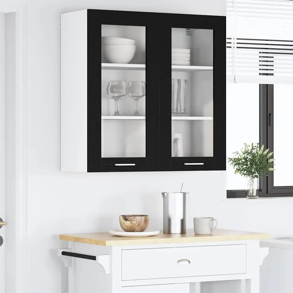 Hanging Kitchen Cabinet Black Oak Engineered Wood 80 x 31 x 80 cm
