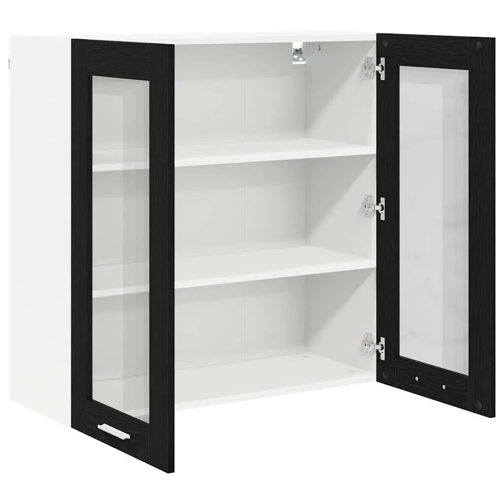 Hanging Kitchen Cabinet Black Oak Engineered Wood 80 x 31 x 80 cm