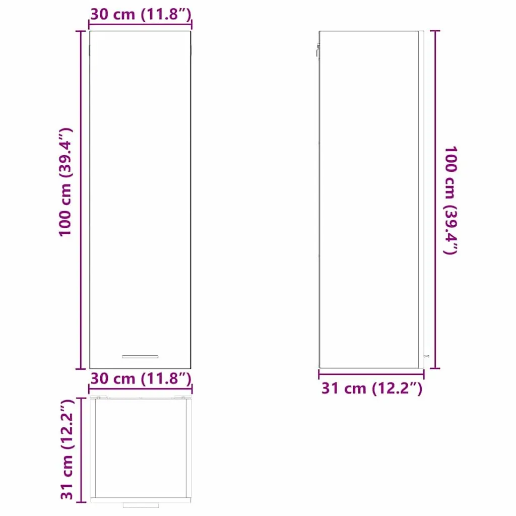 Hanging Kitchen Cabinet Modern Black Oak 30 x 31 x 100 cm