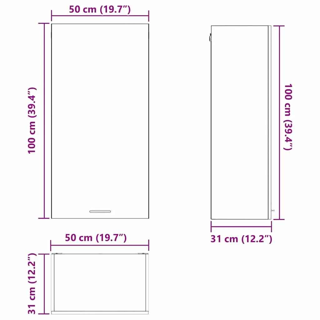 Hanging Kitchen Cabinet Modern White Engineered Wood 50x31x100cm